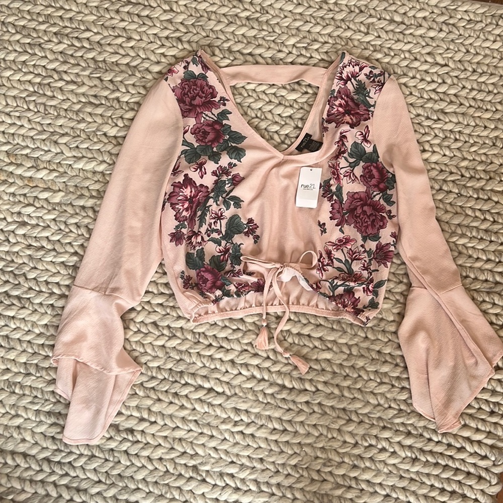 Pink floral blouse